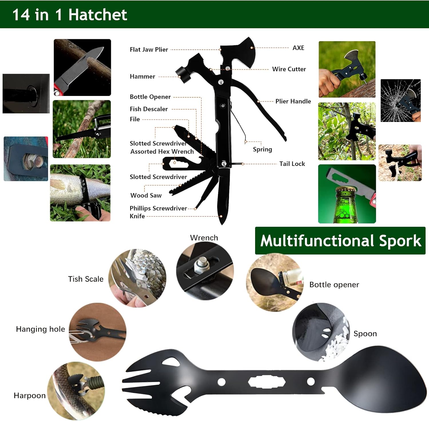 21 in 1 Survival Kit, Outdoor Ausrüstung, Survival Ausrüstung für Camping, Bushcraft, Wandern, Jagd, Abenteuer, für Männer, Väter
