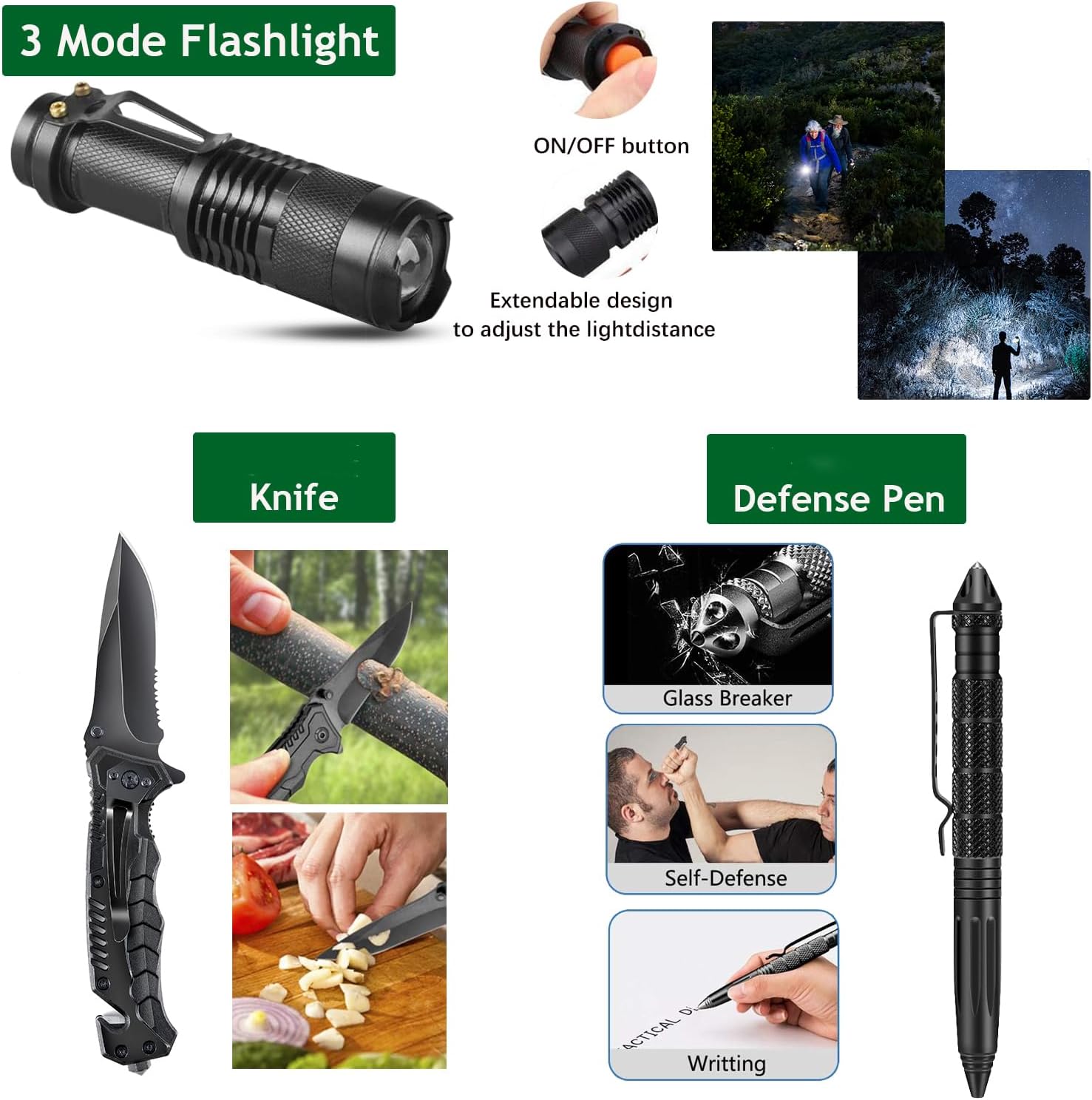 21 in 1 Survival Kit, Outdoor Ausrüstung, Survival Ausrüstung für Camping, Bushcraft, Wandern, Jagd, Abenteuer, für Männer, Väter